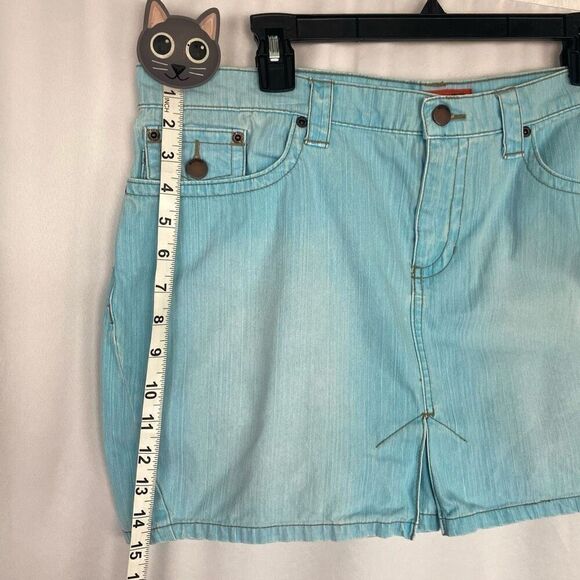 Vintage Y2K 90s Blue Jean Mini Skirt Mossimo Faded Distressed XL Juniors 15 Cott - Picture 4 of 11